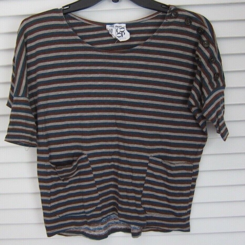 Ella Moss x Barneys New York CO OP Stripe Shirt w/ Pocket & Button Details sz XS